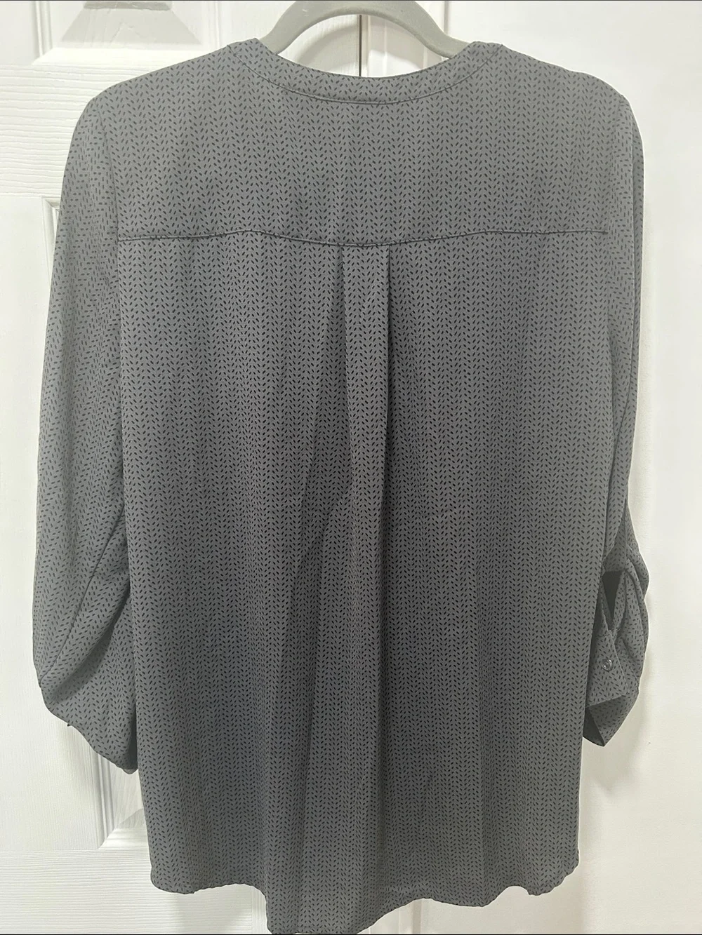Apt. 9 Charcoal Micro-Print Split-Neck Blouse - Picture 3 of 5